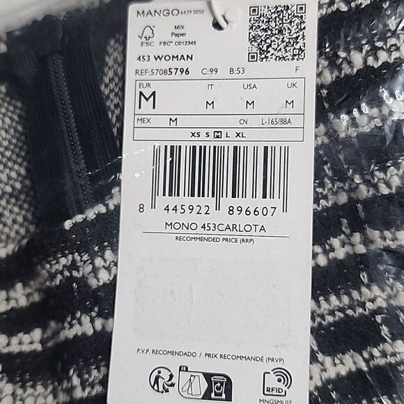 2676 NWT Mango Short tweed jumpsuit with pockets Size Medium - Picture 6 of 7